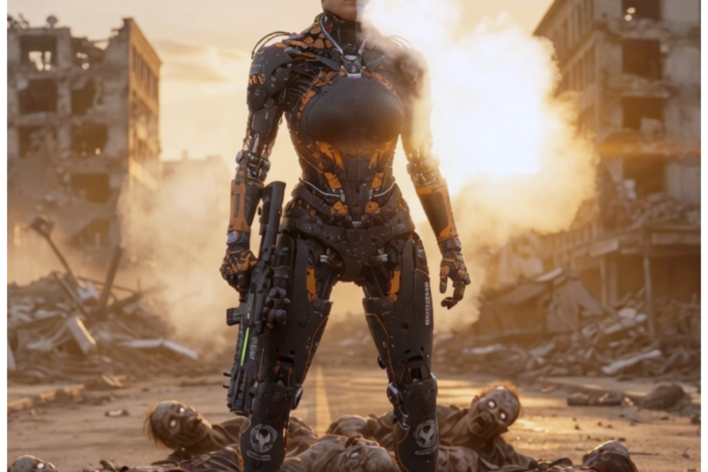 “In a World Overrun by the Undead, She Declares: ‘I Am No Longer Human!'” In a chilling twist of fate, as the zombie hordes close in, Amelia Carter embraces her inner cyborg, transforming from a mere survivor into a relentless warrior, leaving behind her humanity and igniting a battle for the very soul of civilization; her journey reveals dark secrets about the origins of the apocalypse that threaten to unravel everything we thought we knew.  “Please follow this page to track the full movie.”