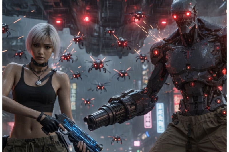 SHOCKING SKY INVASION: WHY A MONSTROUS DREADNOUGHT IS HUNTING THE UNBREAKABLE BOND BETWEEN MIRA AND TITAN IN NEO-TOKYO.