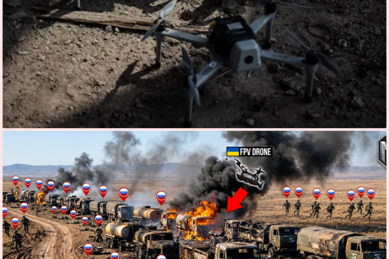 Huge Russian Logistic Trucks Full of Fuels Detected by Ukrainian FPV Drones – Then THIS Happened.