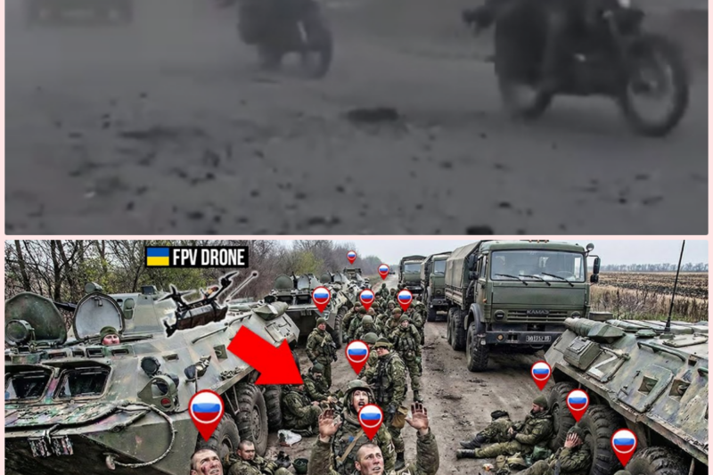 Large Russian Convoy Spotted by Ukrainian FPV Drones Near Pokrovsk – Then THIS Happened…